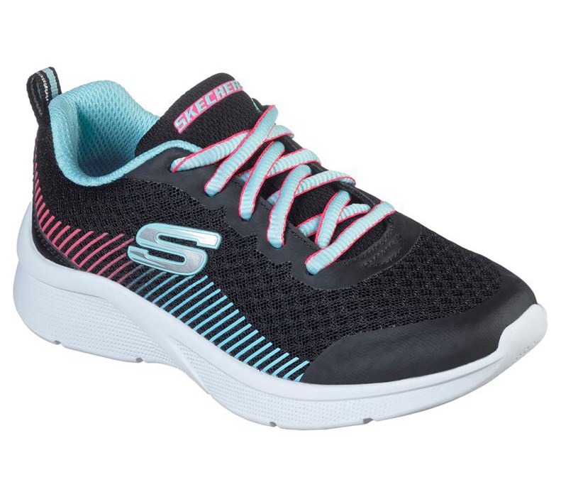 Skechers Flickor Svarta/Ljus Turkos Sneakers - Microspec - Radient Runner - Sverige (XMKFO-3109)